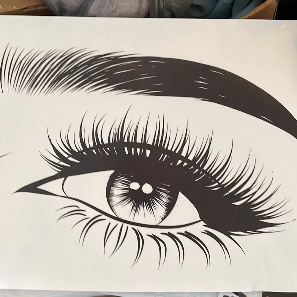 2 New Vinyl static wall art Stickers Eyes, eyelashes eyebrows TAX DEDUCTIBLE